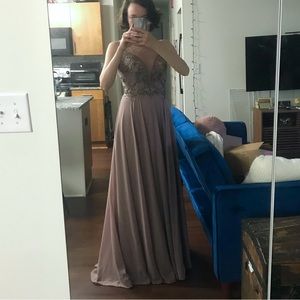 Long beaded formal dress